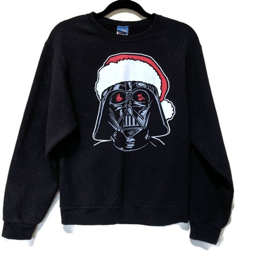 Black Santa Darth Vader Crew Neck Sweater sz S